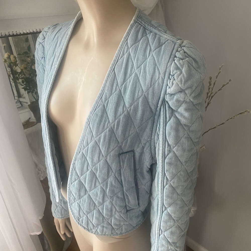Blank NYC 70s Light Blue Quilted Jean Jacket